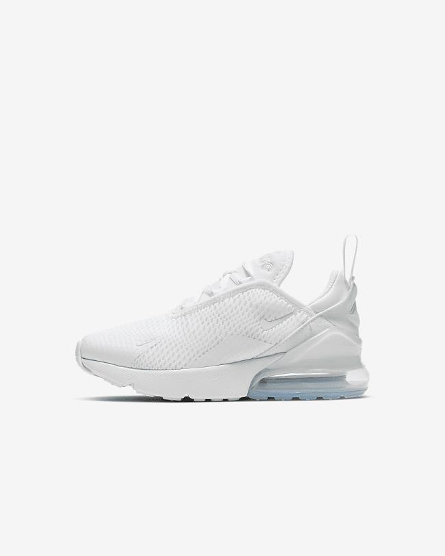 Girls' Nike Air Max 270 Lifestyle Shoes White/Silver | 8340792-OS