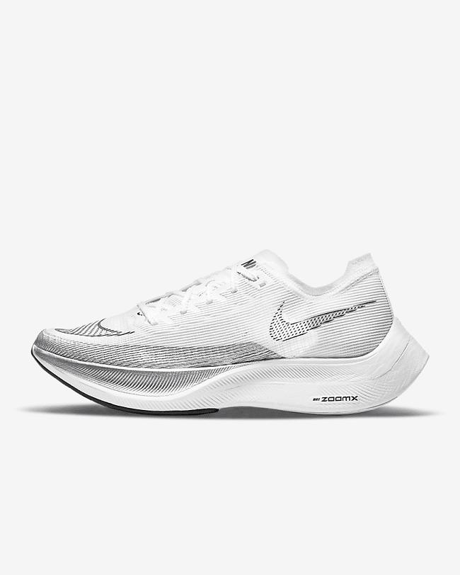 Men's Nike ZoomX Racing Shoes White/Metal Silver/Black | 6082179-ZL